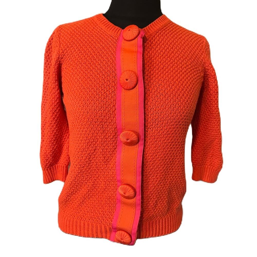 BODEN Santorini Chunky Knit Orange Cardigan Size 6
